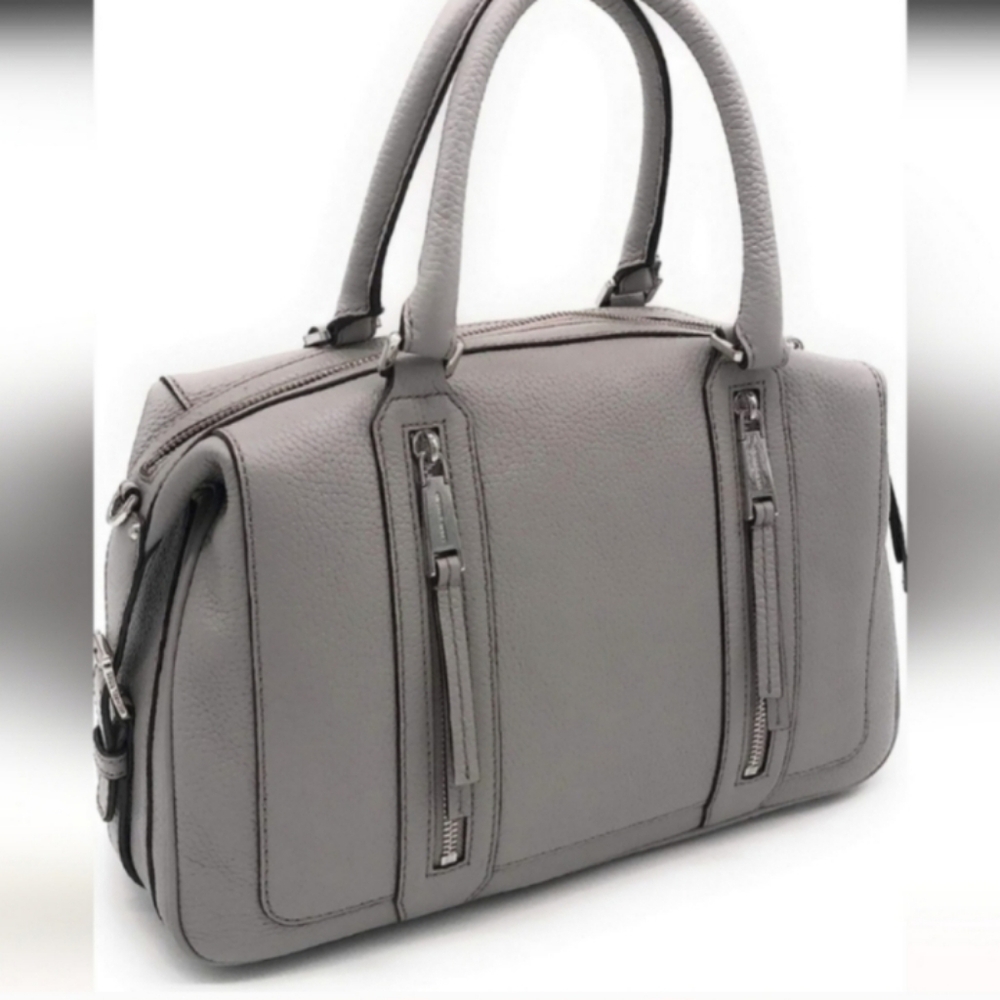 Michael Kors Julia Large Leather Satchel Handbag - Pearl Grey